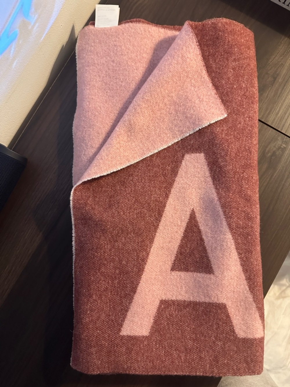 Acne Two-Tone Pink & Rose Wool Scarf with Logo 'A'